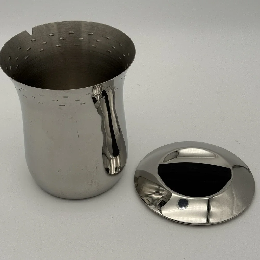 Vintage Copco Stainless Steel Ice Bucket w/ Domed Lid MCM Barware 6.75